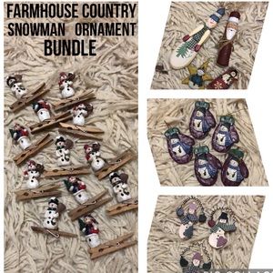 24 Farmhouse Country Snowman Ornaments-Wooden and Resin material